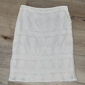 Anthropologie / Plenty by Tracy Reese Cotton & Silk Ivory Skirt, Size 2